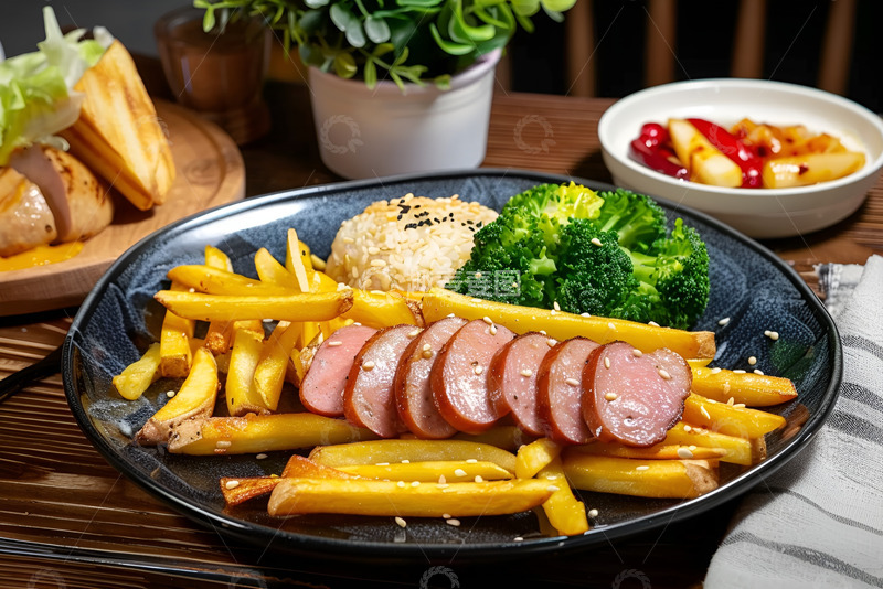 高清大图下载【趣麦麦图】炸薯条和火腿肠片