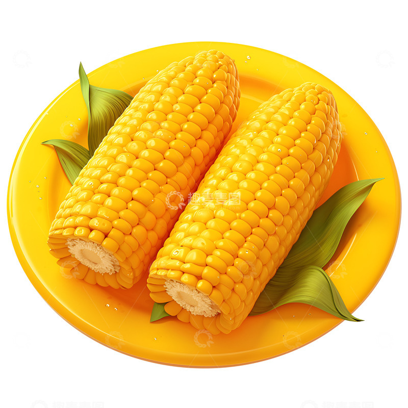 高清大图下载【趣麦麦图】卡通简约一盘玉米棒