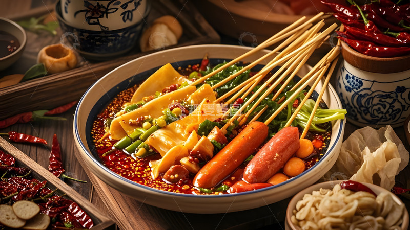 高清大图下载【趣麦麦图】色彩丰富的麻辣烫健康与美味并存