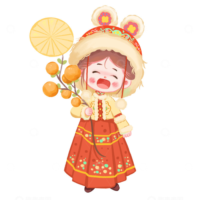 源文件下载【趣麦麦图】老虎帽Q版新年新春过年肌理风