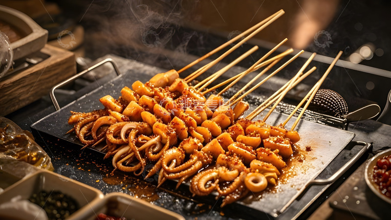 高清大图下载【趣麦麦图】铁板鱿鱼香辣过瘾的地方特色美食