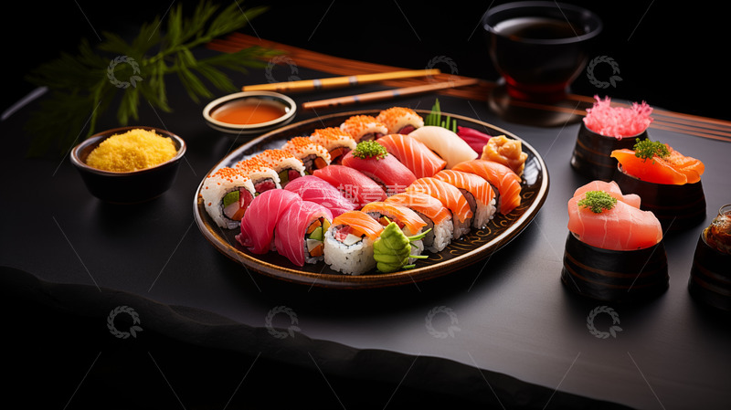 高清大图下载【趣麦麦图】寿司三文鱼拼盘