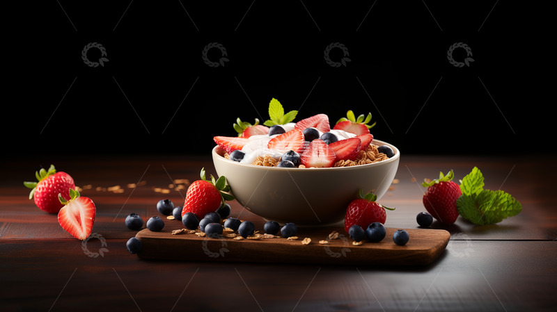 高清大图下载【趣麦麦图】燕麦酸奶水果