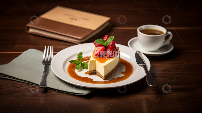 高清大图下载【趣麦麦图】焦糖芝士草莓蛋糕