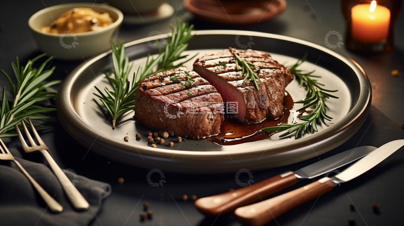 高清大图下载【趣麦麦图】西餐厚切牛排