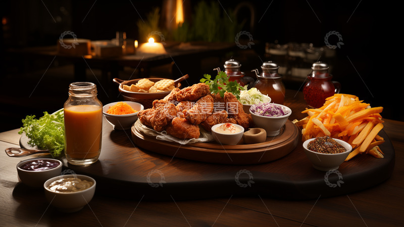 高清大图下载【趣麦麦图】西餐炸鸡块薯条