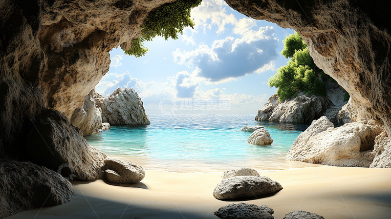 高清大图下载【趣麦麦图】沙滩溶洞摄影