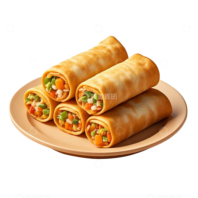 高清大图下载【趣麦麦图】春节素菜春卷