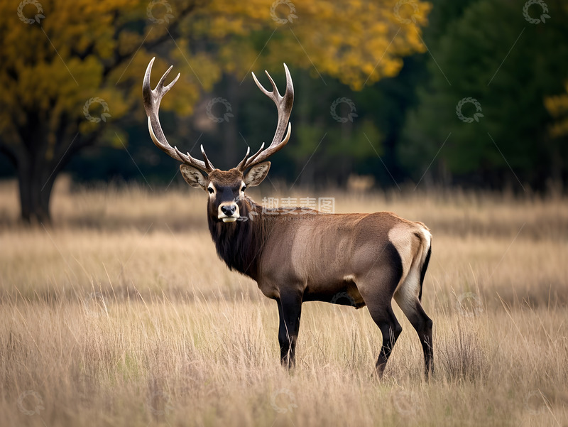 高清大图下载【趣麦麦图】大自然野外大角鹿