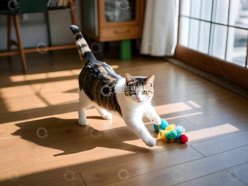 高清大图下载【趣麦麦图】可爱猫咪玩玩具