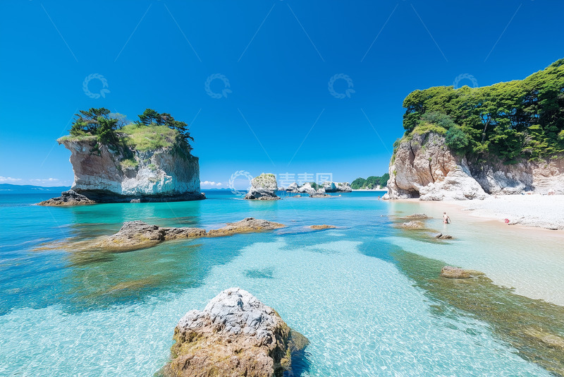 高清大图下载【趣麦麦图】岩石海岛沙滩摄影