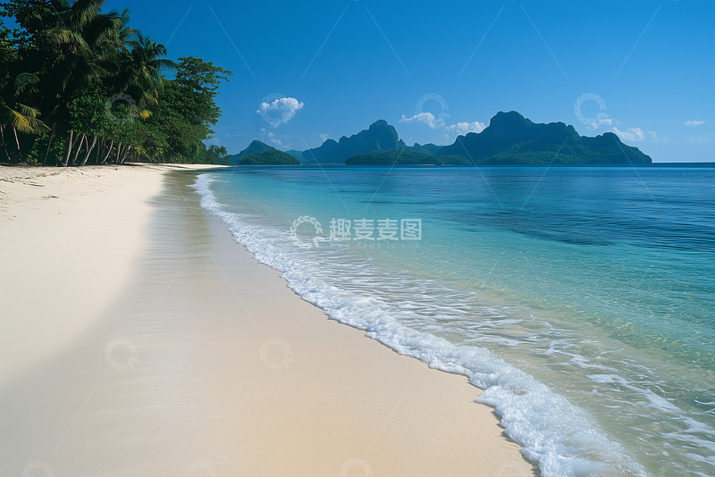 高清大图下载【趣麦麦图】沙滩海岸线摄影