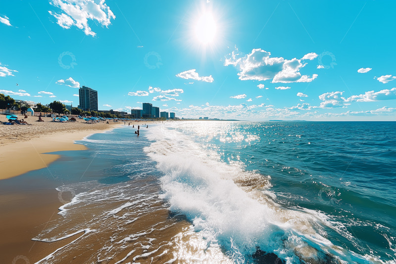 高清大图下载【趣麦麦图】城市海岸线沙滩摄影