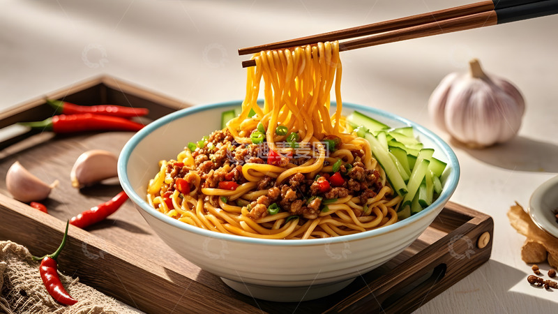 高清大图下载【趣麦麦图】腌子干拌面香辣劲道风味独特