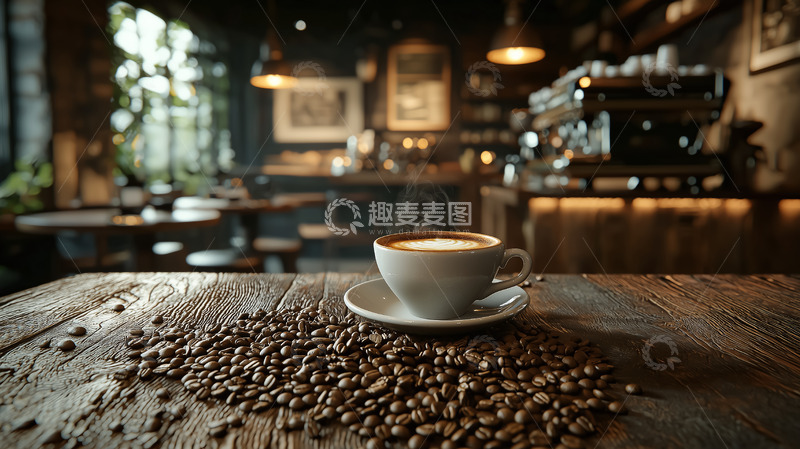 高清大图下载【趣麦麦图】咖啡咖啡豆摆拍图