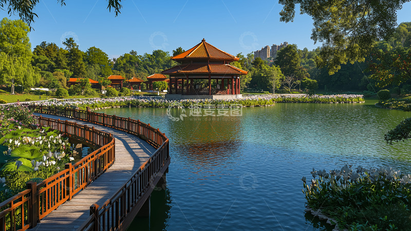 高清大图下载【趣麦麦图】公园园林湖泊