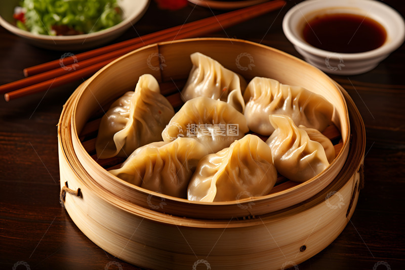高清大图下载【趣麦麦图】一笼美味的蒸饺美食
