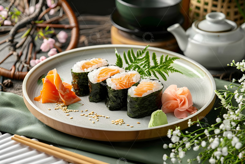 高清大图下载【趣麦麦图】一盘精致的寿司摆盘