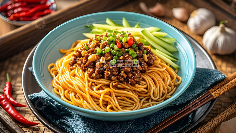 高清大图下载【趣麦麦图】香辣腌子干拌面让味蕾尽享浓郁风味
