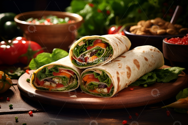 高清大图下载【趣麦麦图】蔬菜卷饼摄影