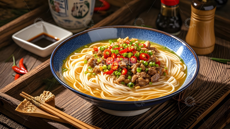 高清大图下载【趣麦麦图】经典肉丝面搭配浓郁高汤营养丰富
