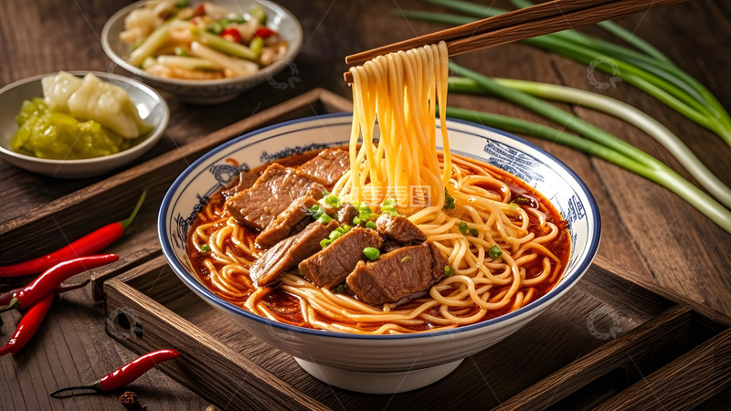 高清大图下载【趣麦麦图】筋道拉面与鲜美配菜的完美融合