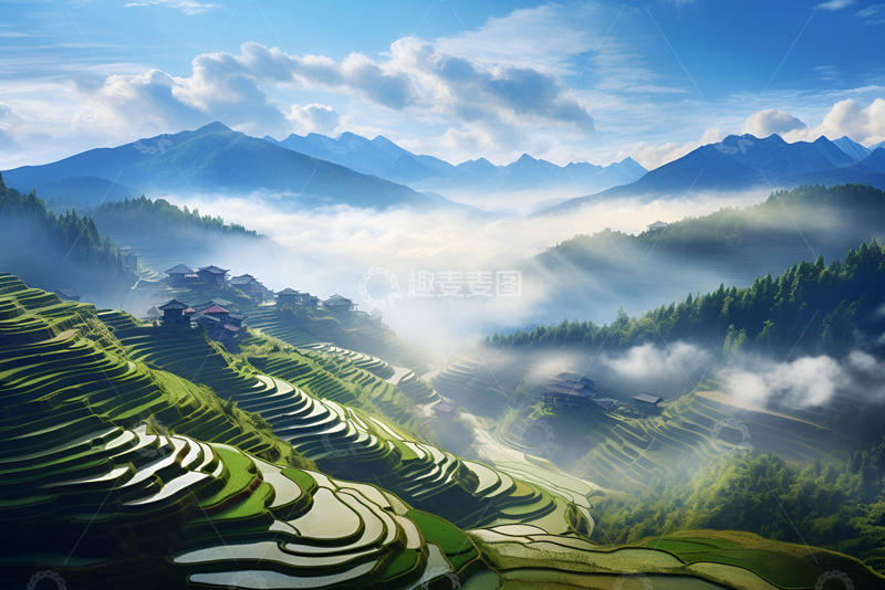 高清大图下载【趣麦麦图】梯田农田自然风景