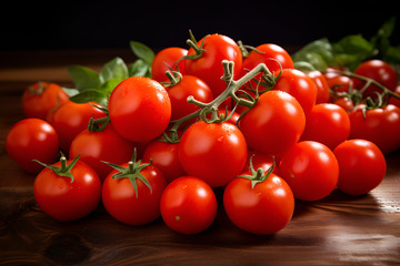 桌面上的一堆小西红柿