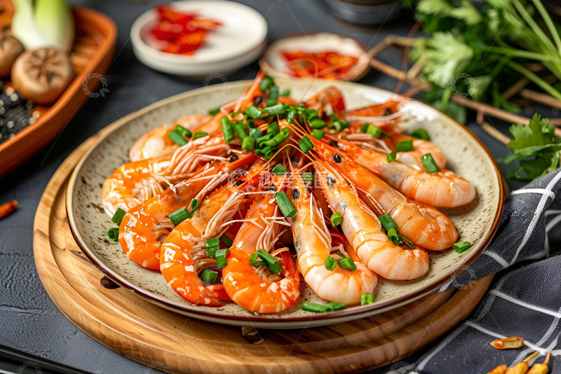 高清大图下载【趣麦麦图】一盘水煮大虾美食