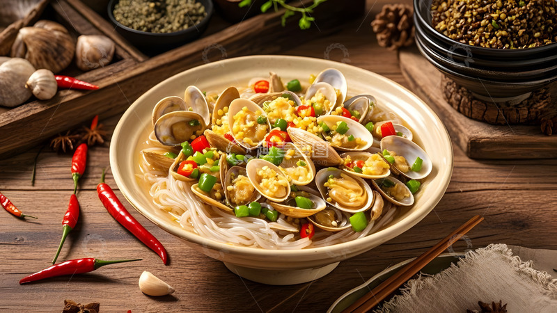 高清大图下载【趣麦麦图】花甲粉香辣海鲜粉中式美味