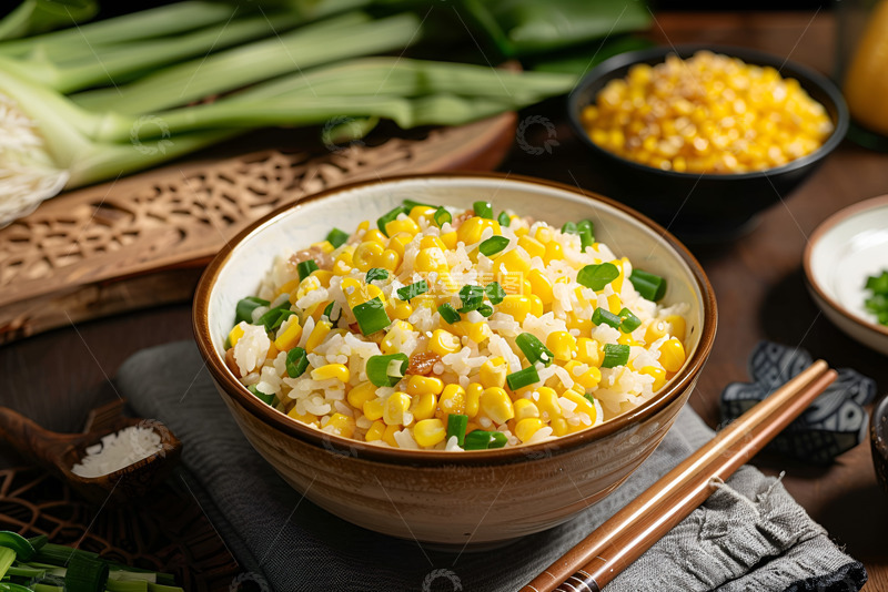 高清大图下载【趣麦麦图】一碗玉米粒蒸米饭