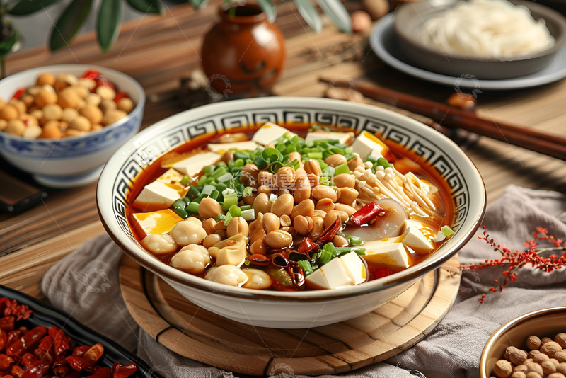 高清大图下载【趣麦麦图】一碗豆腐花生麻辣烫