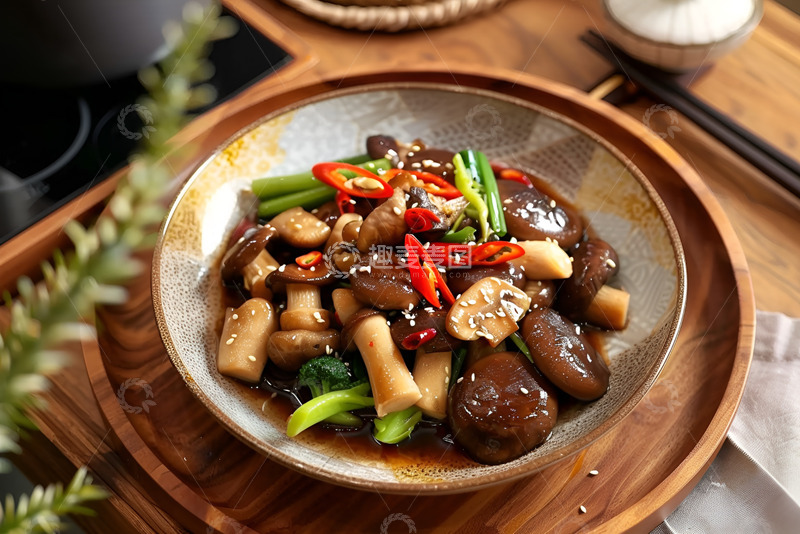 高清大图下载【趣麦麦图】-一盘炒香菇美食