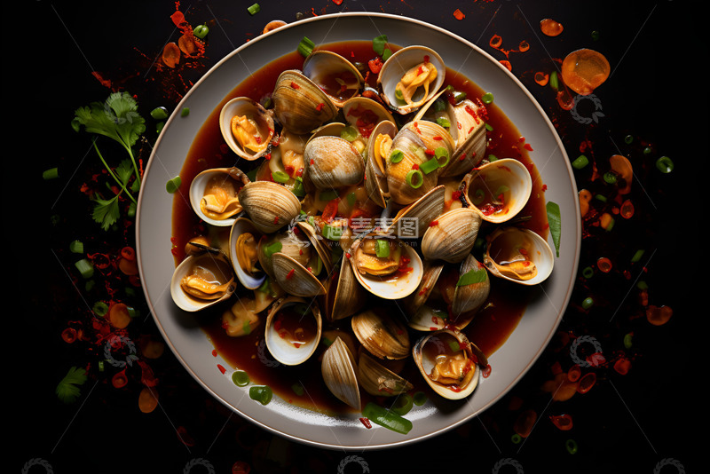 高清大图下载【趣麦麦图】一盘麻辣扇贝