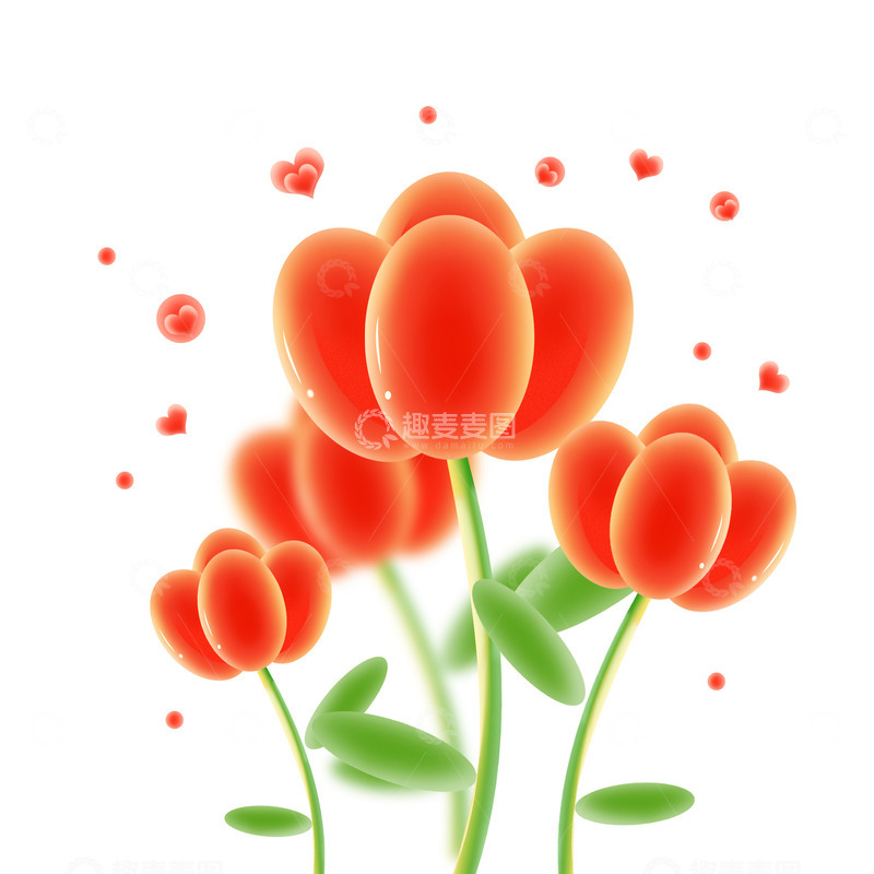 源文件下载【趣麦麦图】春季红色花盛开弥散风元素