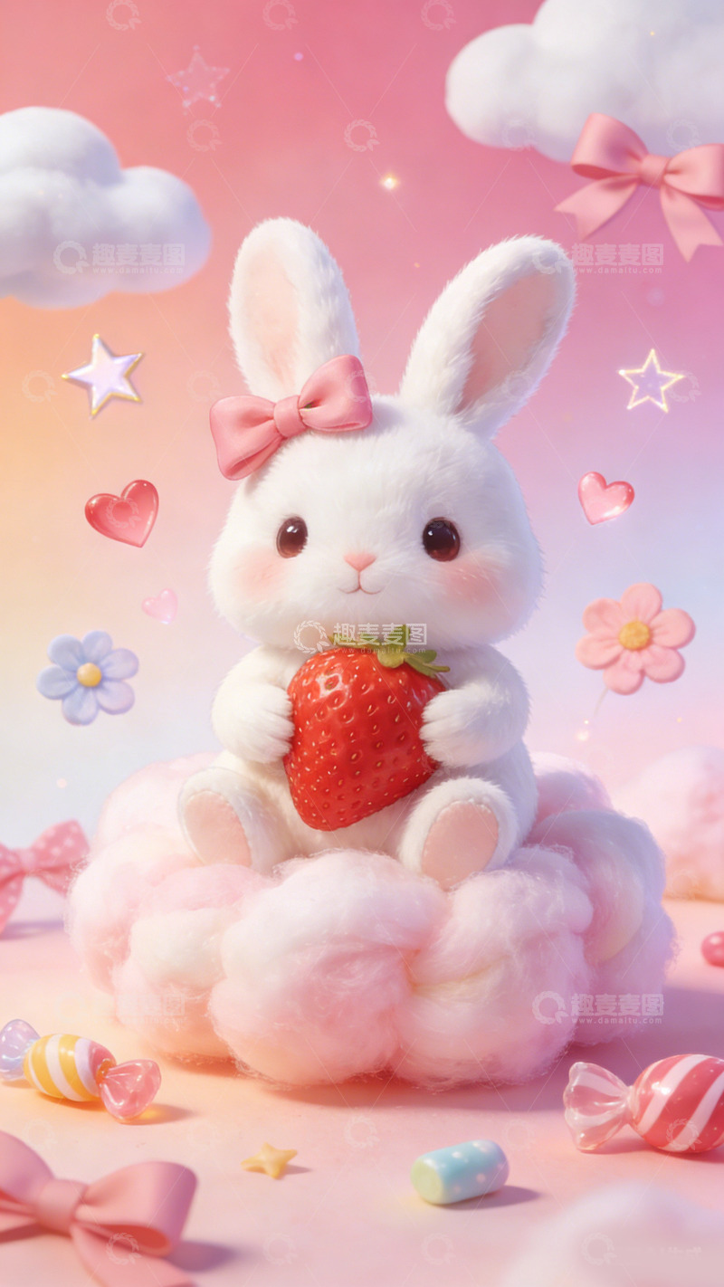 高清大图下载【趣麦麦图】甜蜜梦幻小兔插画壁纸