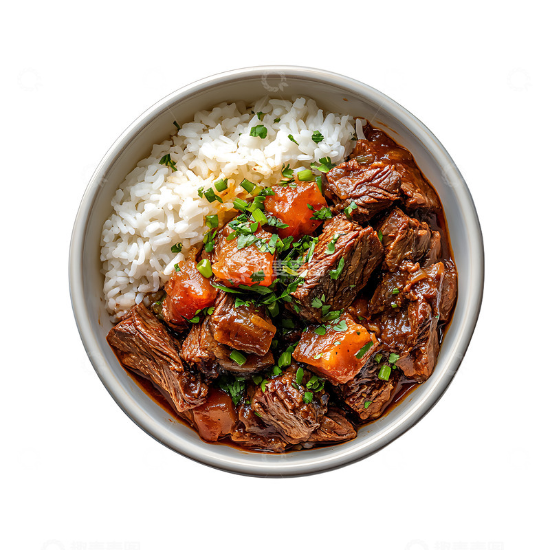 高清大图下载【趣麦麦图】牛腩米饭美味