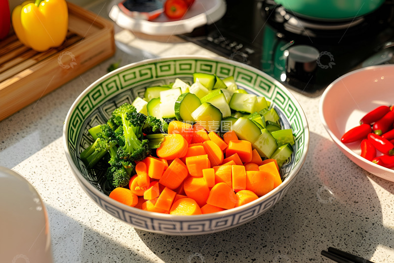 高清大图下载【趣麦麦图】一碗新鲜的蔬菜丁