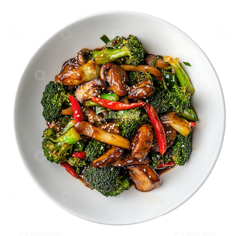 高清大图下载【趣麦麦图】香菇炒西兰花
