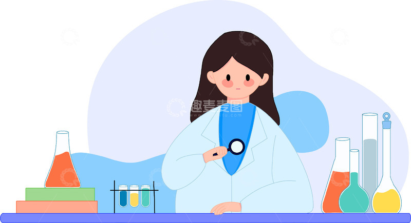源文件下载【趣麦麦图】科研做实验研究人员矢量插画