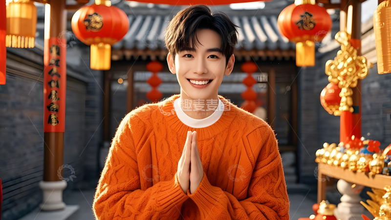 高清大图下载【趣麦麦图】春节庆祝活动中的传统装扮