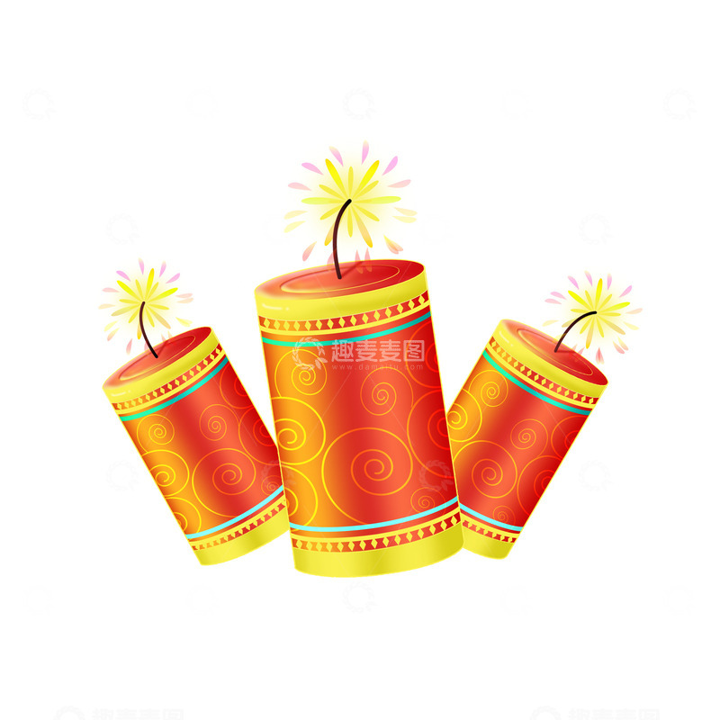 源文件下载【趣麦麦图】-春节除夕手绘鞭炮元素