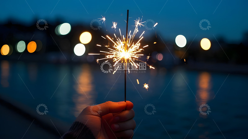 高清大图下载【趣麦麦图】手持烟花绽放的瞬间