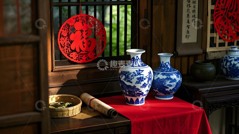 高清大图下载【趣麦麦图】传统红色剪纸装饰