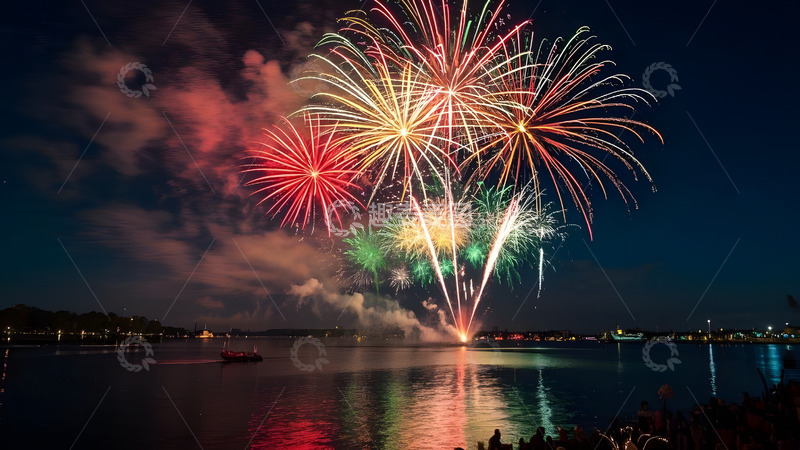 高清大图下载【趣麦麦图】烟花绽放庆祝节日