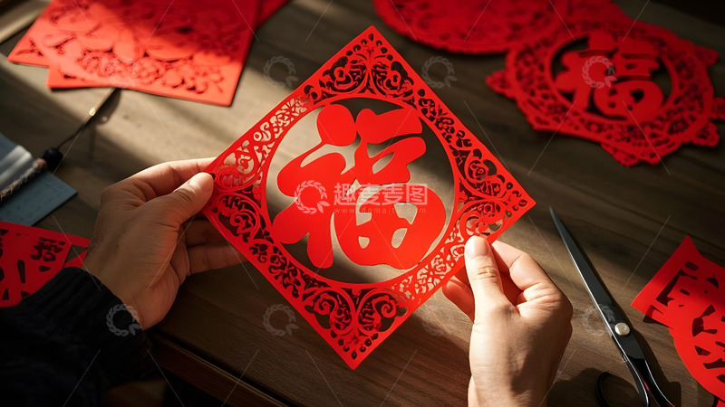 高清大图下载【趣麦麦图】红色剪纸与春节吉祥文化