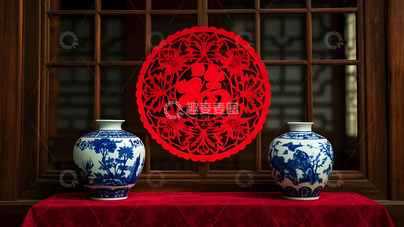 高清大图下载【趣麦麦图】春节剪纸装饰与春节文化