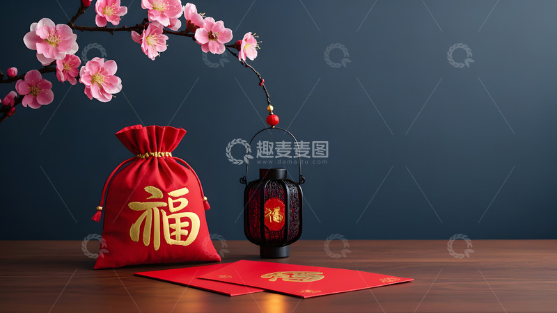 高清大图下载【趣麦麦图】福气满满的红包与梅花