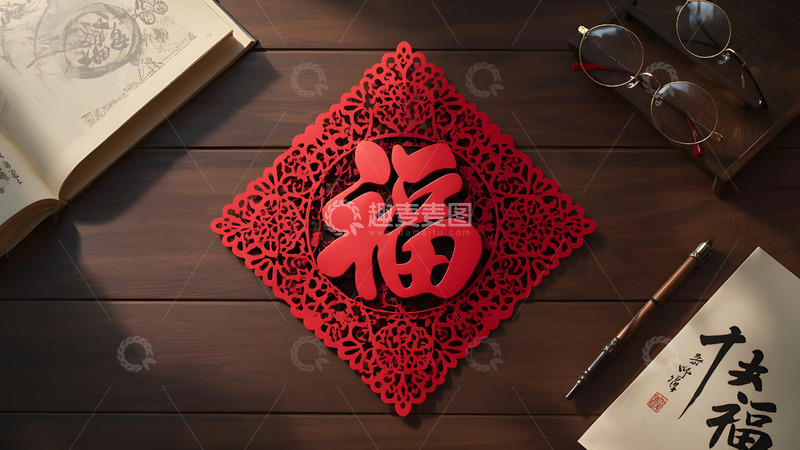 高清大图下载【趣麦麦图】春节剪纸装饰与春节文化结合