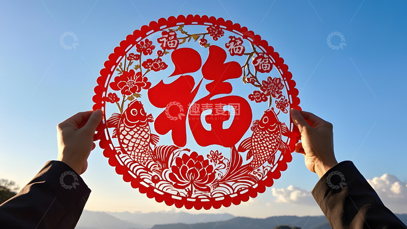 高清大图下载【趣麦麦图】红色剪纸与中国传统文化